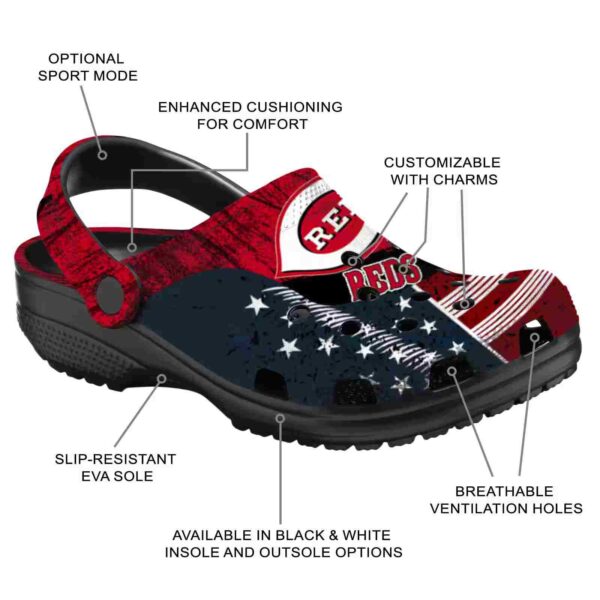 customized cincinnati reds star spangled side pattern crocs new arrival