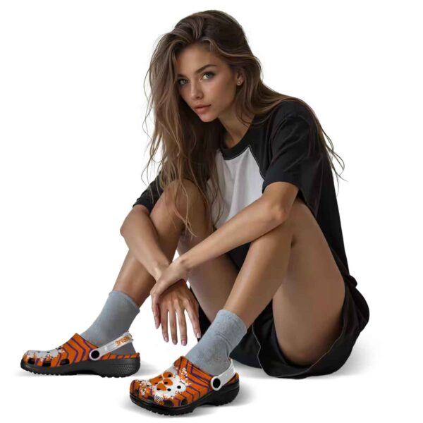 customized clemson tigers zigzag paint burst crocs premium grade