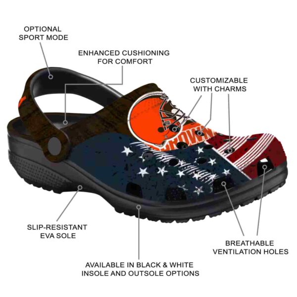 customized cleveland browns star spangled side pattern crocs new arrival