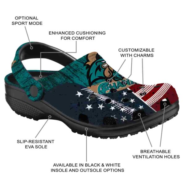 customized coastal carolina chanticleers star spangled side pattern clog new arrival
