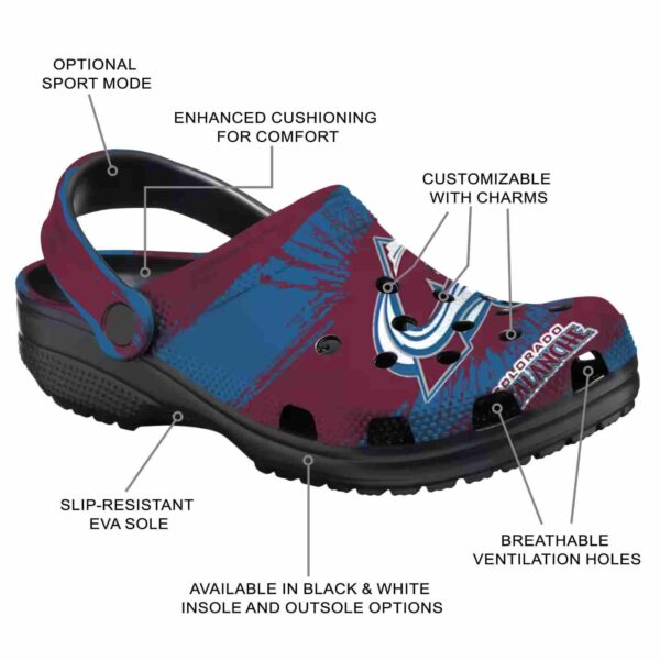 customized colorado avalanche paint splatter graphics clog new arrival