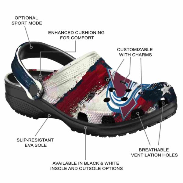 customized colorado avalanche patriotic stripes clog new arrival
