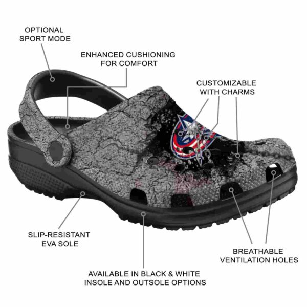 customized columbus blue jackets cracked ground texture clog new arrival