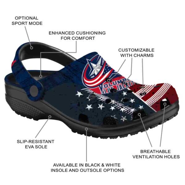 customized columbus blue jackets star spangled side pattern clog new arrival