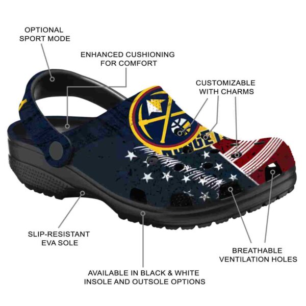 customized denver nuggets star spangled side pattern clog new arrival