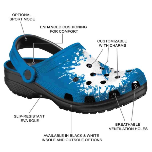 customized detroit lions splatter background crocs new arrival