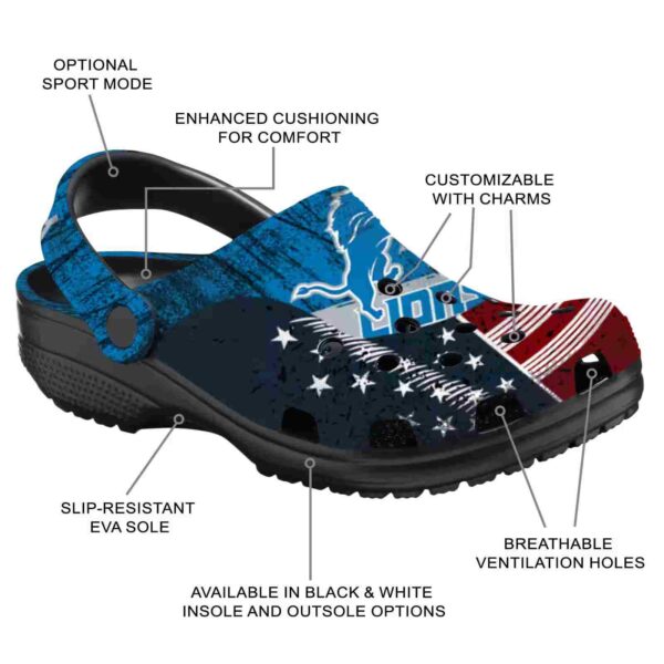 customized detroit lions star spangled side pattern crocs new arrival