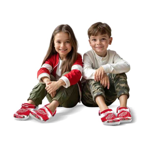 customized detroit red wings paint splatter graphics clog fashion forward