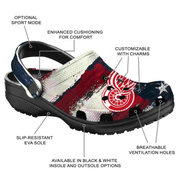 customized detroit red wings patriotic stripes clog new arrival
