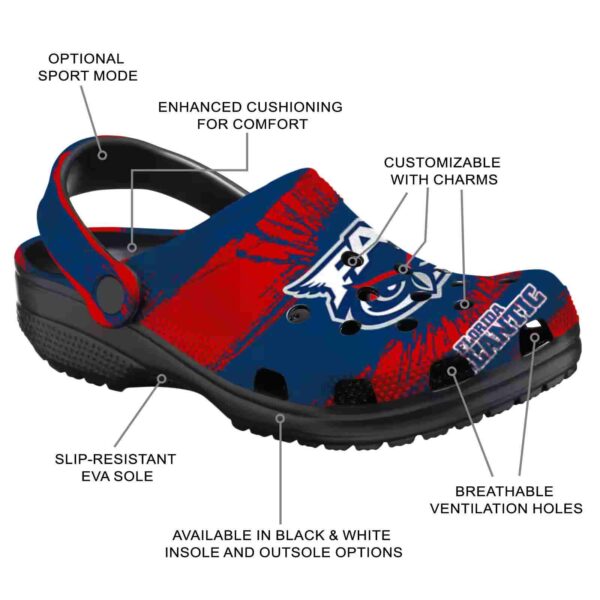customized florida atlantic owls paint splatter graphics clog new arrival