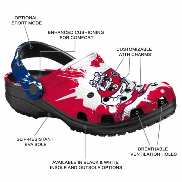 customized fresno state bulldogs splatter pattern clog new arrival