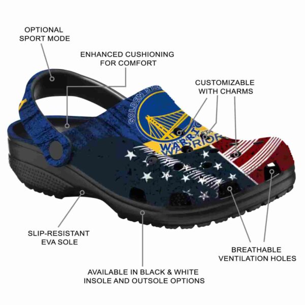 customized golden state warriors star spangled side pattern crocs new arrival