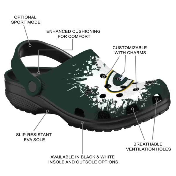 customized green bay packers splatter background crocs new arrival