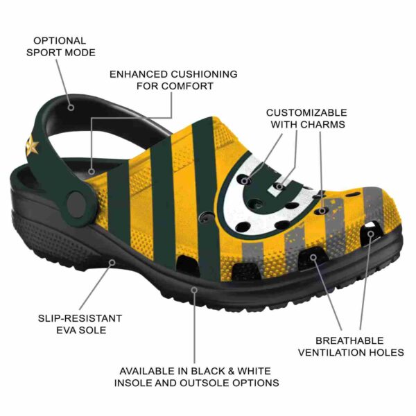customized green bay packers star spangled graphic crocs new arrival