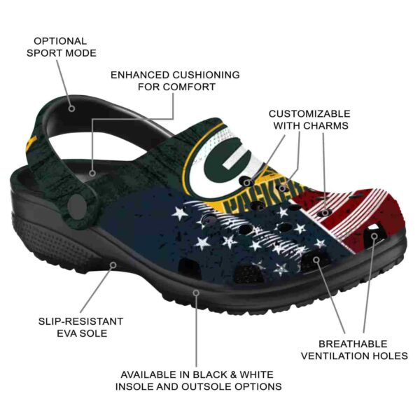 customized green bay packers star spangled side pattern crocs new arrival