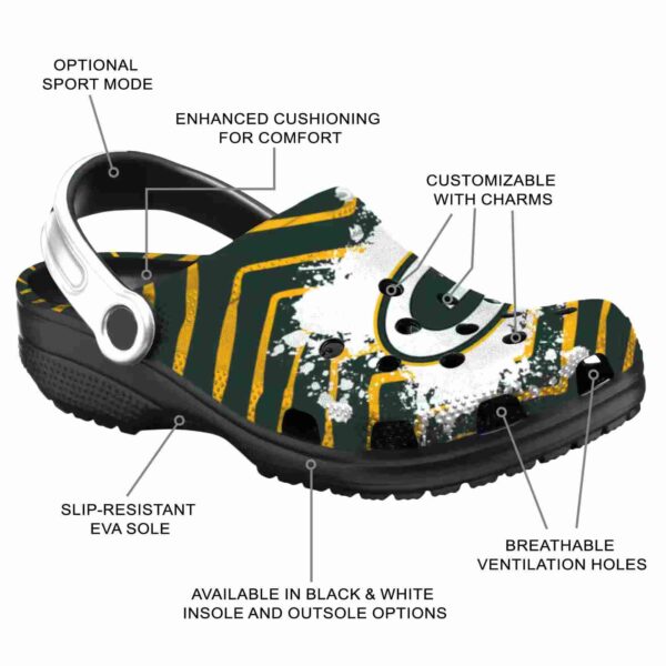 customized green bay packers zigzag paint burst crocs new arrival