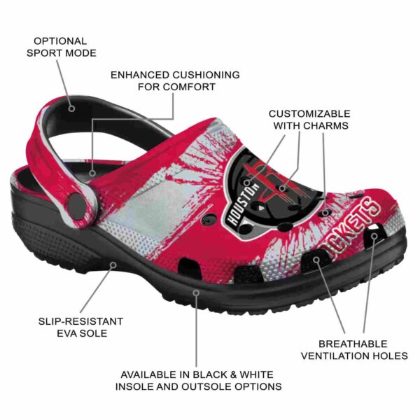 customized houston rockets paint splatter graphics clog new arrival