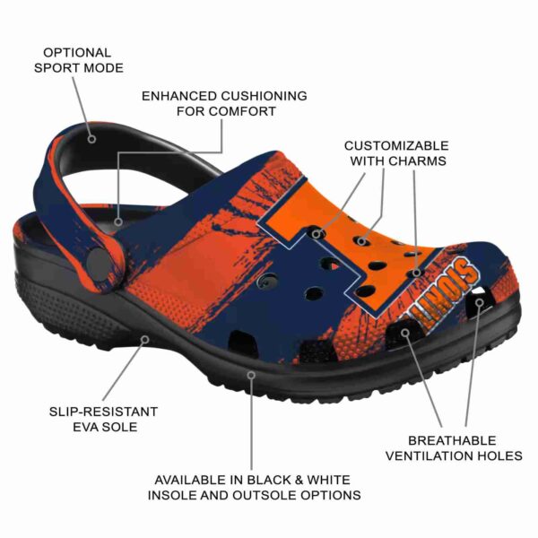 customized illinois fighting illini paint splatter graphics crocs new arrival