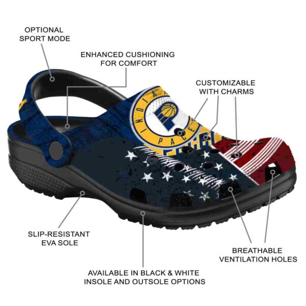 customized indiana pacers star spangled side pattern clog new arrival