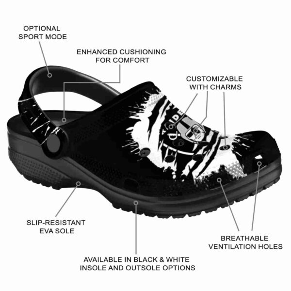 customized las vegas raiders splash motif background crocs new arrival