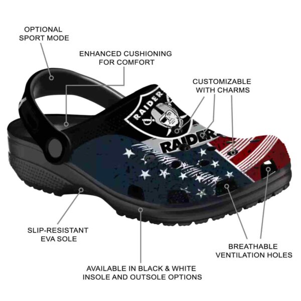 customized las vegas raiders star spangled side pattern crocs new arrival
