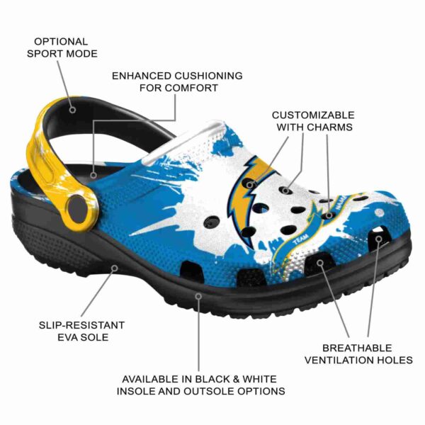 customized los angeles chargers splatter pattern crocs new arrival