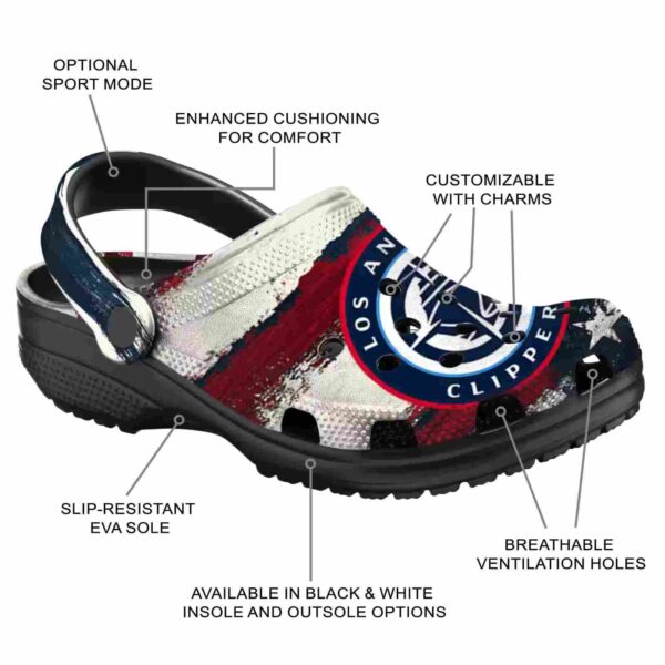 customized los angeles clippers patriotic stripes clog new arrival