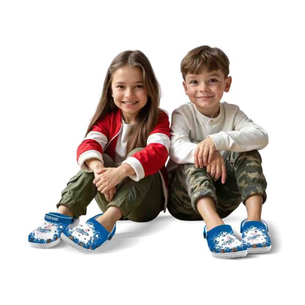 customized los angeles dodgers splatter background crocs fashion forward