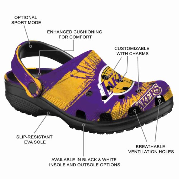 customized los angeles lakers paint splatter graphics crocs new arrival