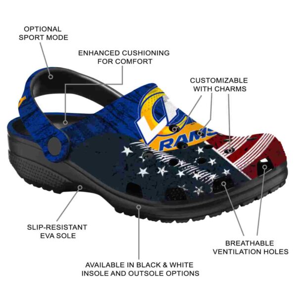 customized los angeles rams star spangled side pattern crocs new arrival