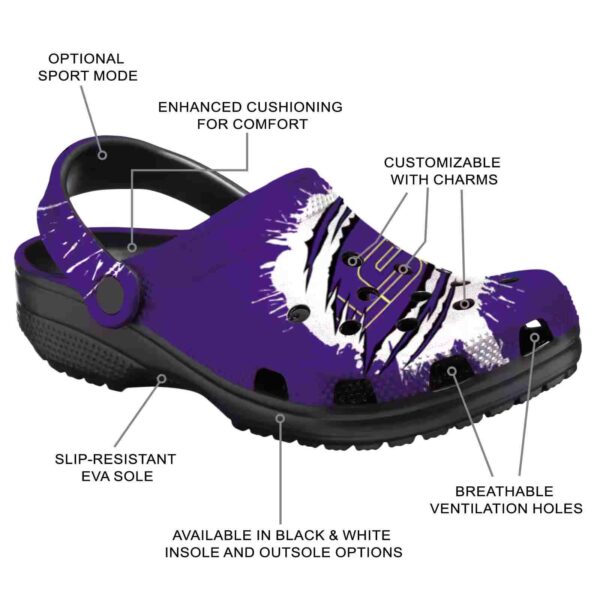 customized lsu tigers splash motif background crocs new arrival
