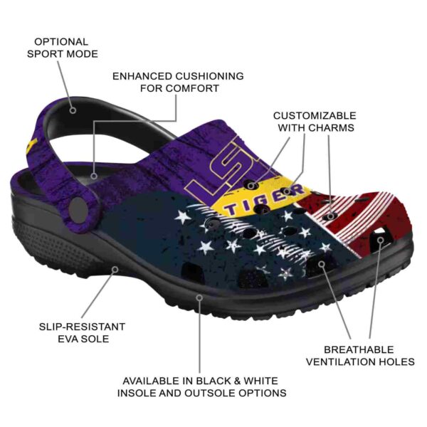 customized lsu tigers star spangled side pattern crocs new arrival