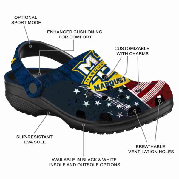 customized marquette golden eagles star spangled side pattern clog new arrival