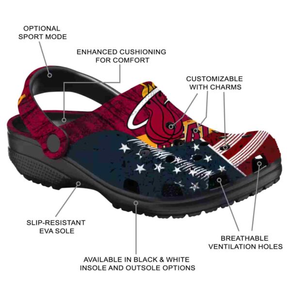 customized miami heat star spangled side pattern clog new arrival