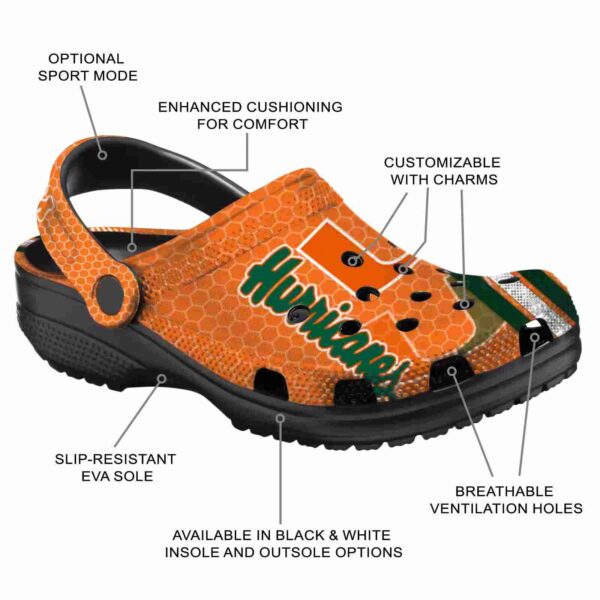 customized miami hurricanes contrasting stripes crocs new arrival
