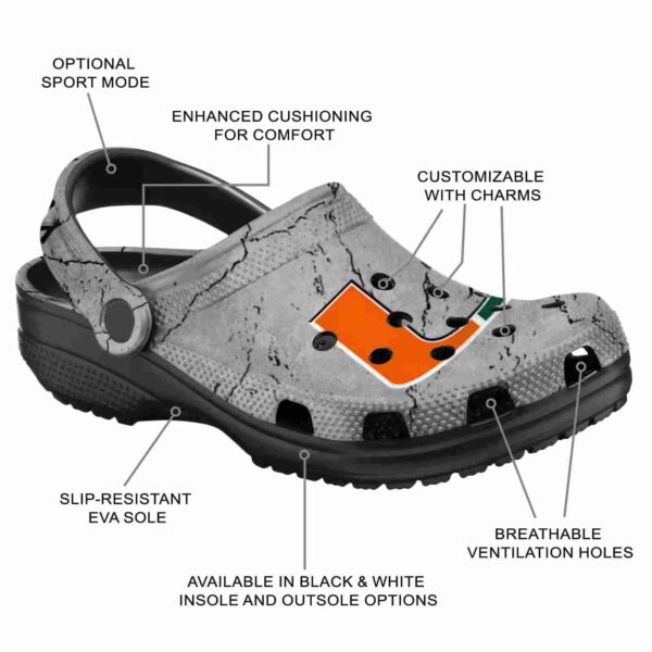 customized miami hurricanes cracked texture crocs new arrival