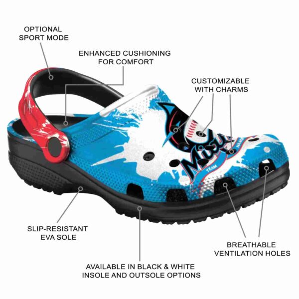 customized miami marlins splatter pattern crocs new arrival