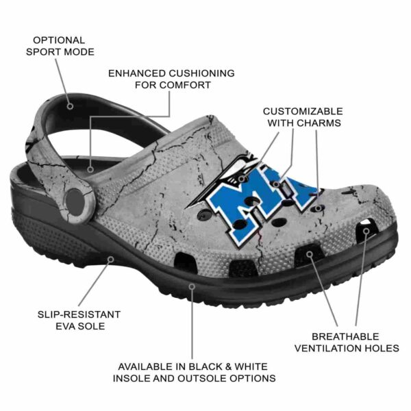customized middle tennessee blue raiders cracked texture clog new arrival
