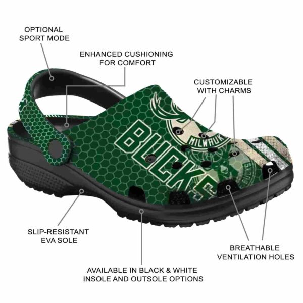 customized milwaukee bucks contrasting stripes clog new arrival