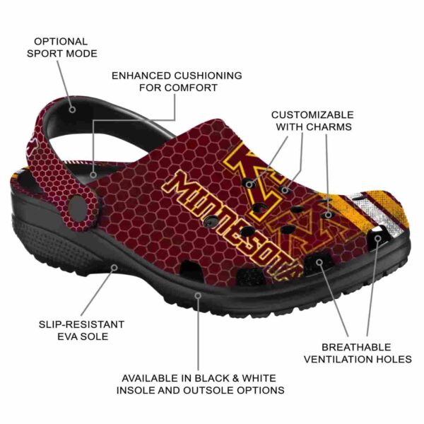 customized minnesota golden gophers contrasting stripes clog new arrival