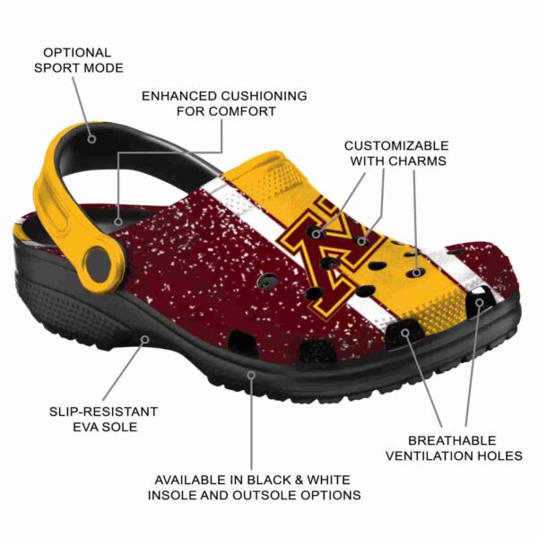 customized minnesota golden gophers vertical stripes clog new arrival