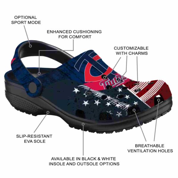 customized minnesota twins star spangled side pattern crocs new arrival