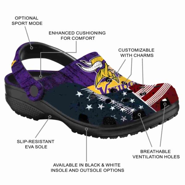 customized minnesota vikings star spangled side pattern crocs new arrival