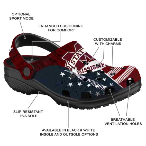 customized mississippi state bulldogs star spangled side pattern crocs new arrival