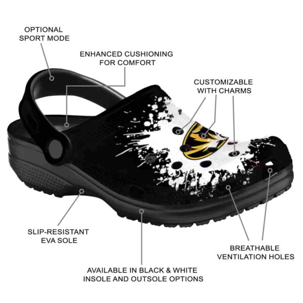 customized missouri tigers splatter background clog new arrival
