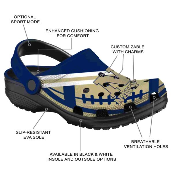 customized navy midshipmen football motif clog new arrival