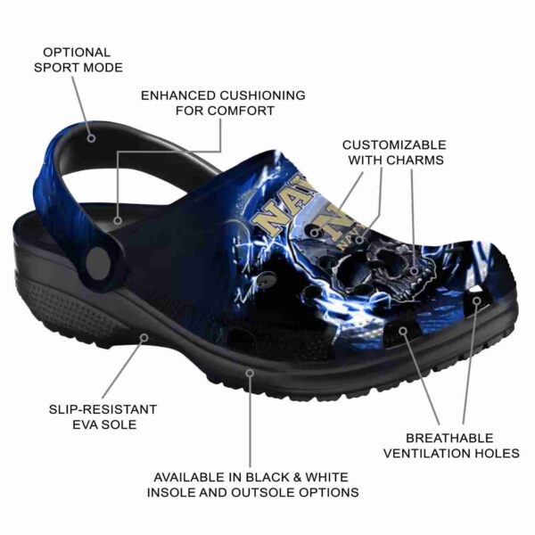 customized navy midshipmen gothic skull clog new arrival