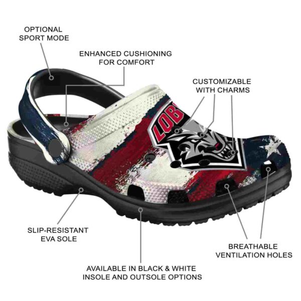 customized new mexico lobos patriotic stripes clog new arrival