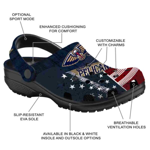 customized new orleans pelicans star spangled side pattern clog new arrival