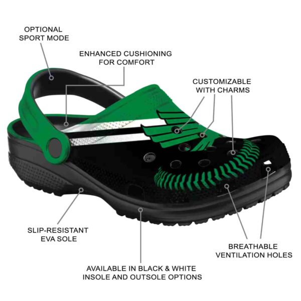 customized north texas mean green baseball motif clog new arrival